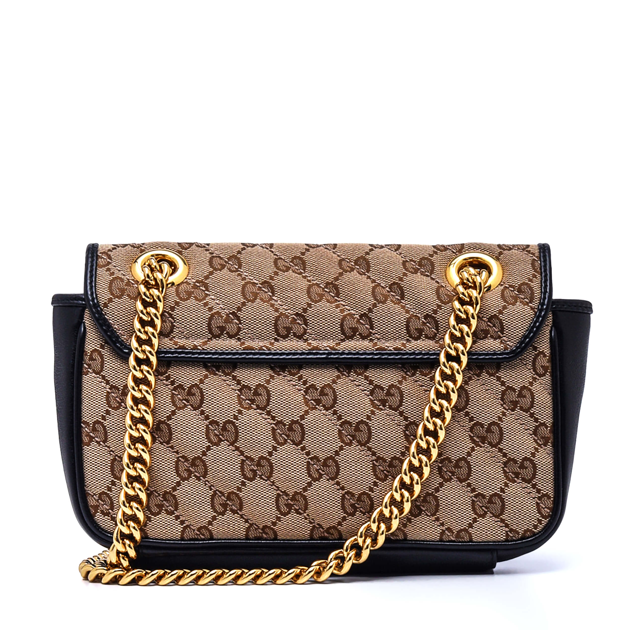 Gucci - GG Supreme Canvas&Black Leather Marmont Matelasse Small Flap Bag